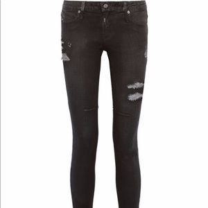 RTA Coated Charcoal Skinny Jeans